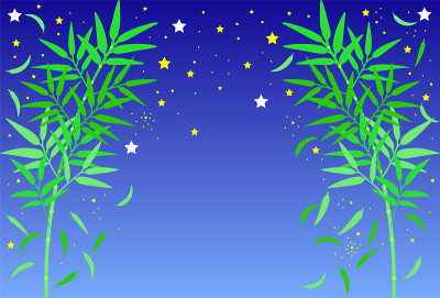 星夜和竹草对称生长的插图