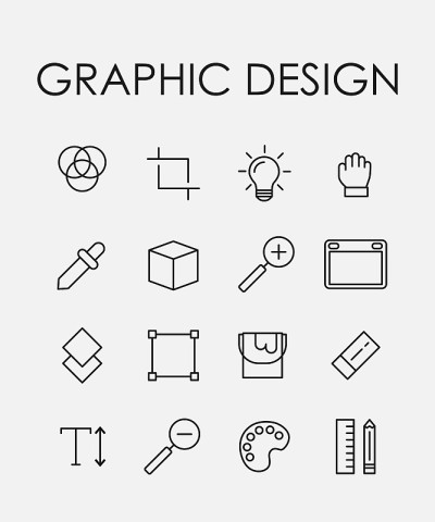 Set of graphic design in modern thin line style.