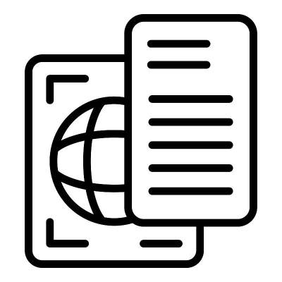 国际文件图标轮廓向量。护照身份证