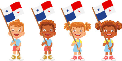 Child holding Panama flag