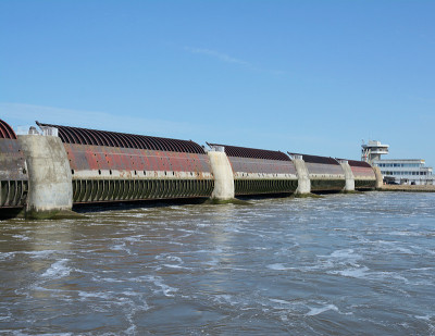 Eidersperrwerk防洪堤，Eider河，北海，北弗里西亚，德国