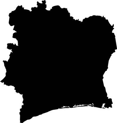 象牙海岸共和国黑色地图(Côte d' Ivory)