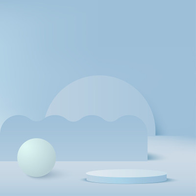 抽象背景与蓝色几何3d讲台。矢量图