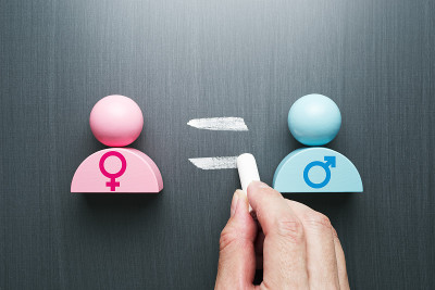 性别平等的概念形象。女性和男性的象征。