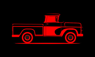 Schematic image pickup truck on a black background
