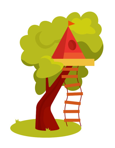 Wigwam tree house isolated on white background
