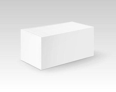矢量白色空白纸板矩形带走盒子包装的三明治，食品，礼物，其他产品模拟近距离孤立的白色背景