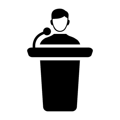 会议介绍黑色图标，presenter, speaker