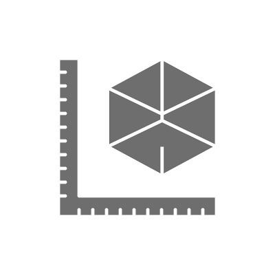 三维模型产品尺寸，三维模型灰色图标。