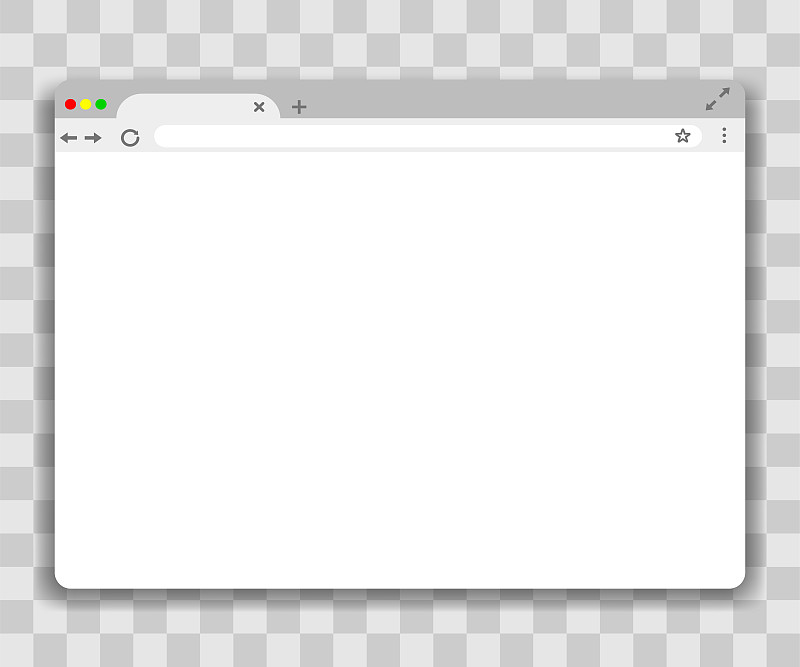 浏览器窗口模板上透明的背景。向量网页模型。