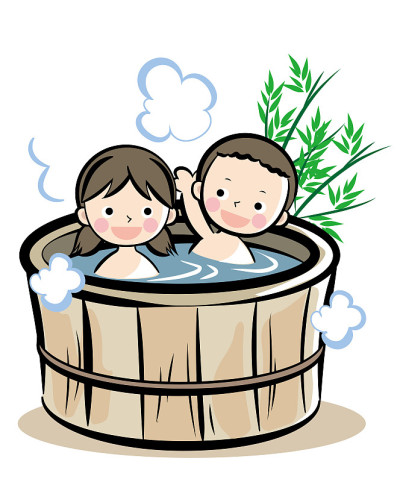 日式木纹浴缸形象——童子