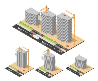 等距低聚建筑建筑元素背景
