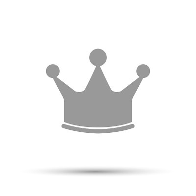 皇冠图标,说明。平面设计风格。白色背景