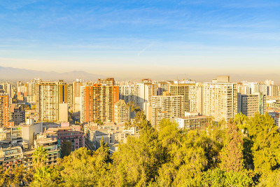 空中城市景观，智利圣地亚哥