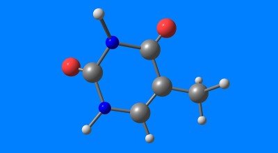 胸腺嘧啶分子结构分离在蓝色上