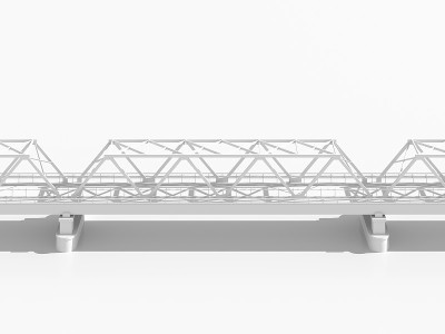 现代桁架桥模型，侧视图3d