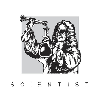 科学家拿着试管。