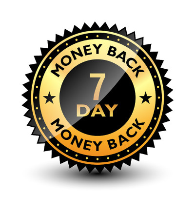 Powerful 7 day money back guaranteed badge, seal, 