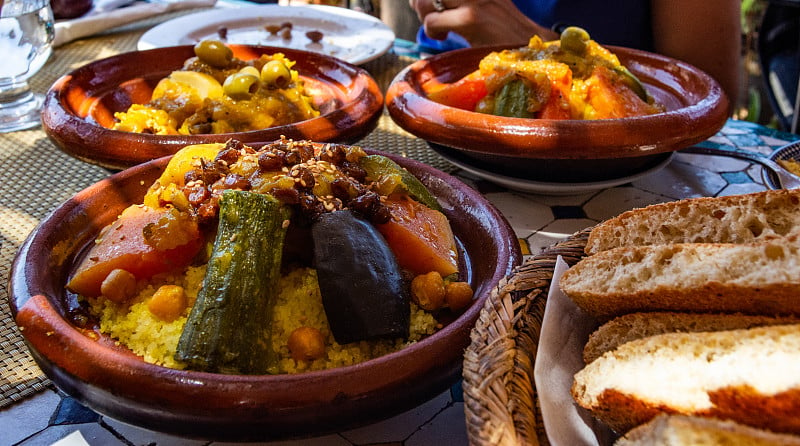 Couscous dish on a family table