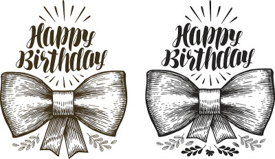 生日快乐,标签。生日，节日的象征。排版设计。字体，书法矢量插图