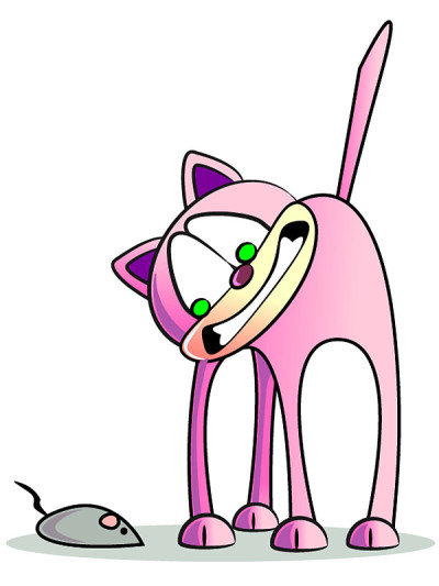 害怕的猫和老鼠的卡通