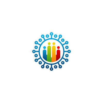 People Tech logo template vector, Network logo des