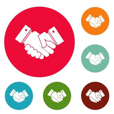 手和平图标圆设置矢量