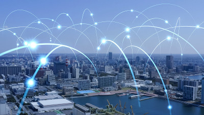 智慧城市与通信网络概念。5克。物联网(IoT)。电信。