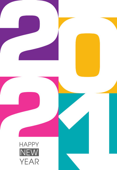 2021年新年快乐文本设计向量。
