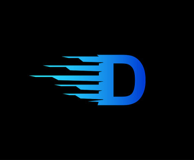 快速运动D字母图标设计。