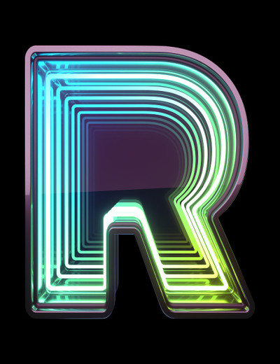 ∞氖字体。月后的光。字母R。
