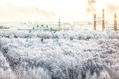雪树与摩天轮全景