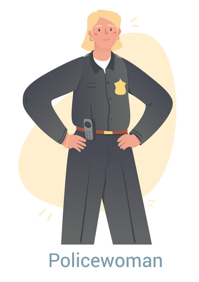 年轻的女警察的概念
