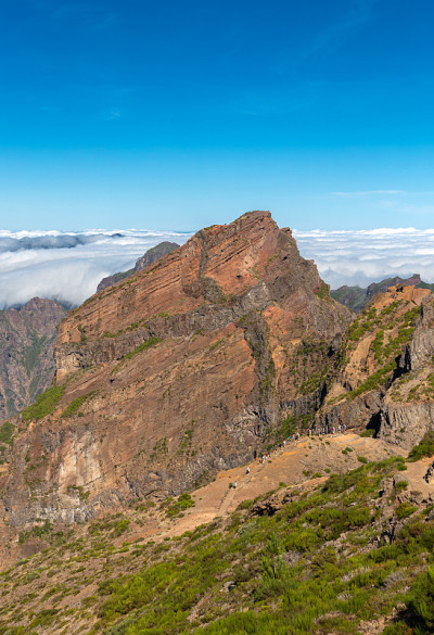 Pico do ariiro的徒步旅行者