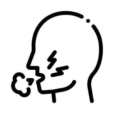 咳嗽哮喘黑色图标矢量插图