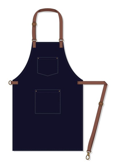 Navy Apron Design With Leather Adjustable Strap An
