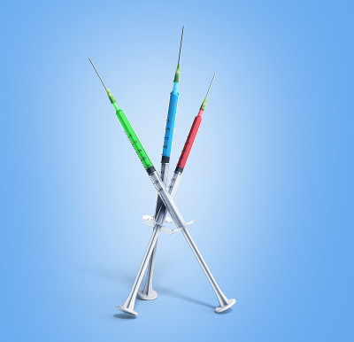 一次性注射器3d渲染隔离在白色背景