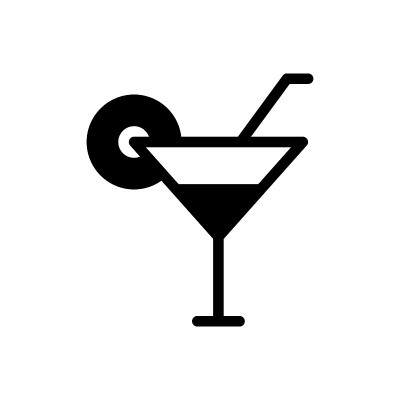 鸡尾酒矢量字形图标。酒店和服务标志EPS 10
