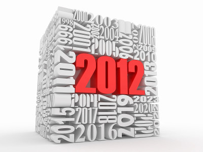 新2012年。由数字组成的立方体