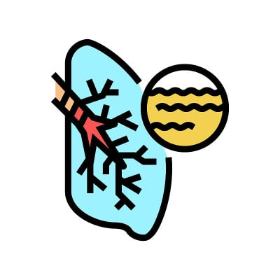 支气管炎疾病颜色图标矢量插图