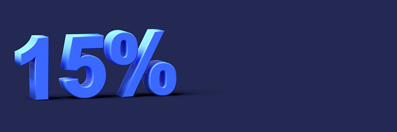 3d蓝色字15%折扣空白背景