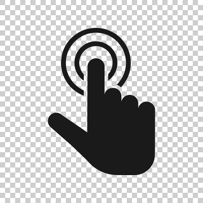 Click mouse icon in transparent style. Pointer vec