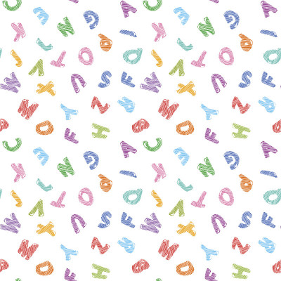 字母无缝模式上的白色背景。