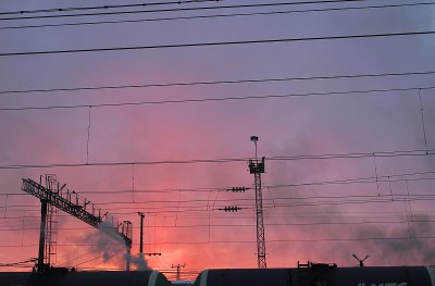 铁路。冬天