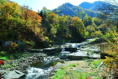 秋景北海道、札幌、中赞井温泉