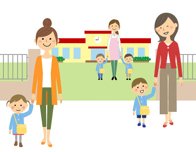 来接我的幼儿园孩子们