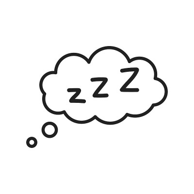 手绘zzz睡眠波在云孤立在白色背景。矢量图
