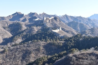 中国北京附近金山岭长城的冬季全景