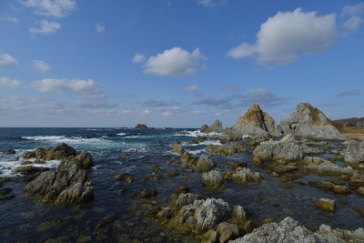在Sadogashima的Meoto-Iwa风景