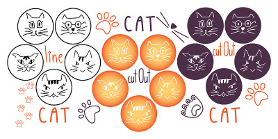 猫头，宠物，小猫的轮廓和裁剪
